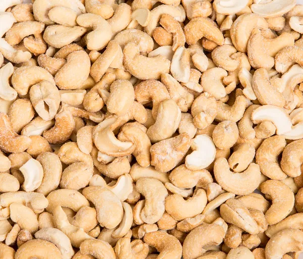 Geroosterde en gezouten cashewnoten close-up — Stockfoto