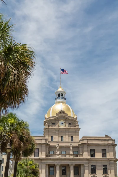 Cupola d'oro sul municipio di Savannah — Foto Stock