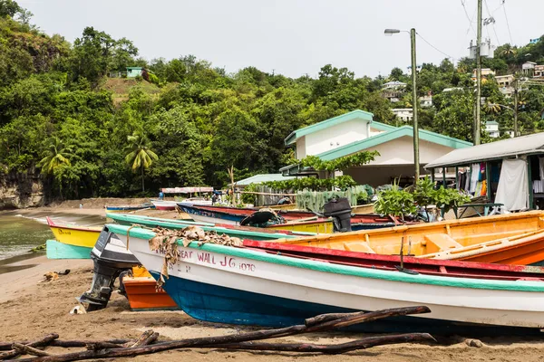 Colorful Boats in St Lucia Fishing Village — Stock Photo, Image