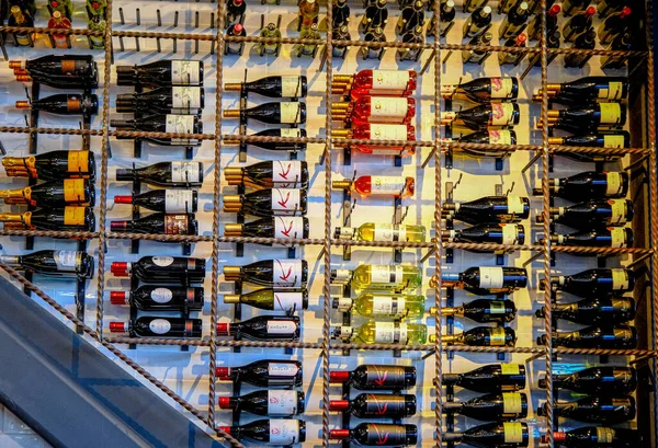 Wine Rack in Restaurant — Stock Photo, Image