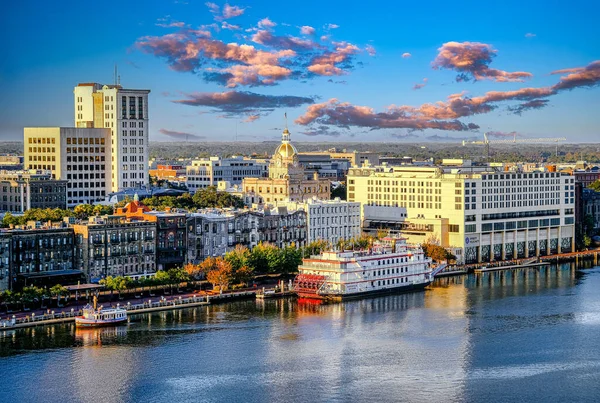 Savannah Riverfront al tramonto — Foto Stock