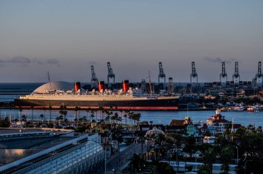 LONG BEACH, CALIFORNIA - April 21, 2022: Long Beach is known for its waterfront attractions, including the Queen Mary. Multiple sports will be held in Long Beach during the 2028 Summer Olympics.
