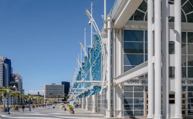 LONG BEACH, CALIFORNIA - April 21, 2022: Long Beach is known for its waterfront attractions, including the Queen Mary. Multiple sports will be held in Long Beach during the 2028 Summer Olympics.