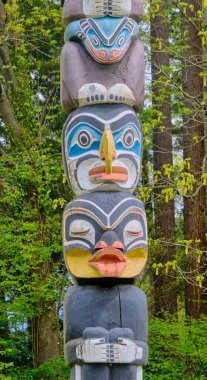 Vancouver Stanley Park 'taki Totem Polonyalıları, Vancouver, British Columbia, Kanada