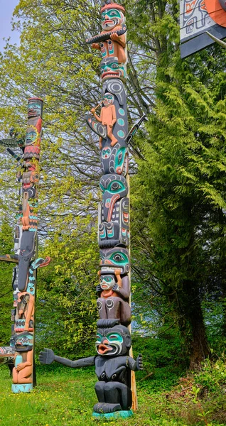 Totem Poler Vancouver Stanley Park Vancouver British Columbia Kanada — Stockfoto