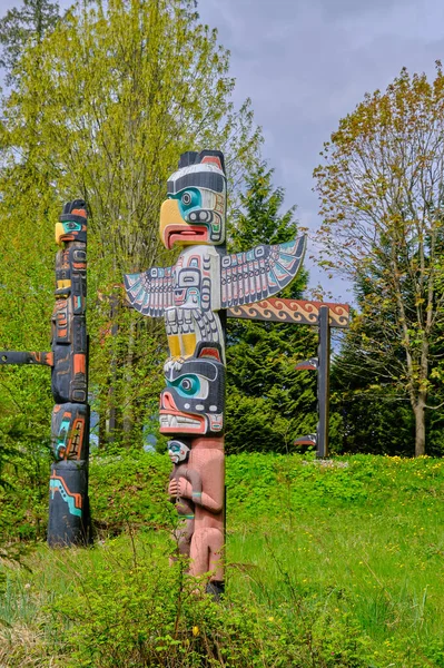Poteaux Totémiques Vancouver Stanley Park Vancouver Colombie Britannique Canada — Photo
