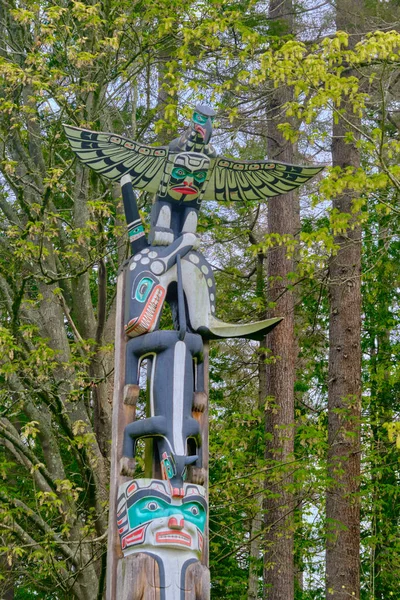 Polacy Totemowi Vancouver Stanley Park Vancouver Kolumbia Brytyjska Kanada — Zdjęcie stockowe