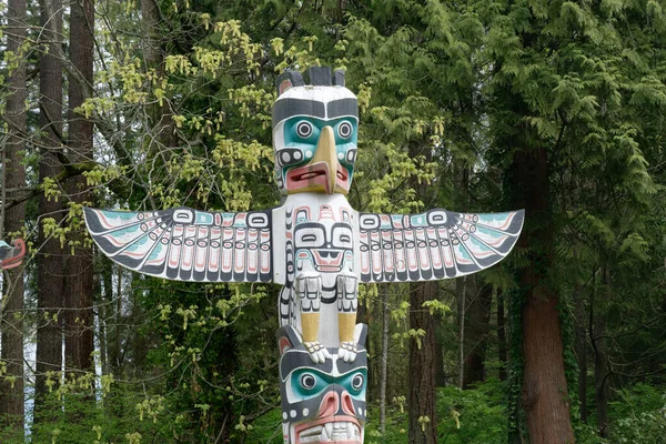 Totem Polacchi Vancouver Stanley Park Vancouver Columbia Britannica Canada — Foto Stock