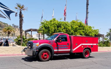 AVALON, CALIFORNIA - April 24, 2022 : Avalon is a resort community with the waterfront dominated by tourism-oriented businesses on Santa Catalina Island, in the Channel Islands, off Los Angeles.