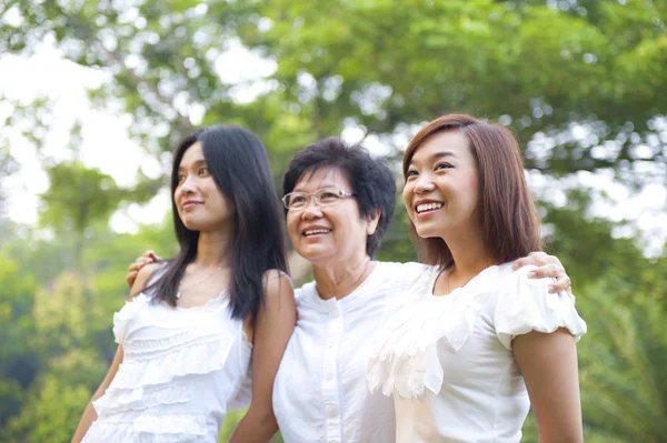 Al aire libre asiático familia — Foto de Stock