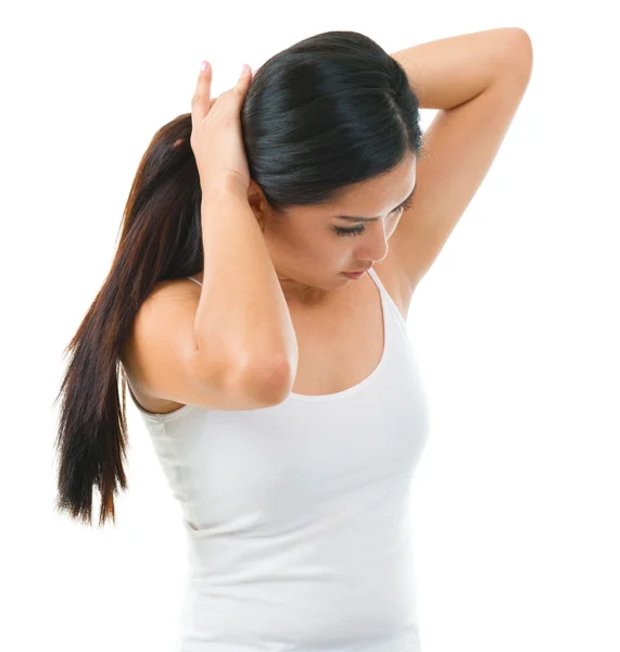 Tie up her long hair — Stock Photo, Image