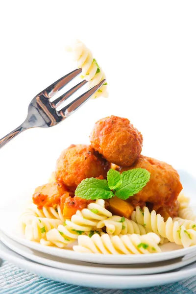 Fusilli on fork — Stock Photo, Image