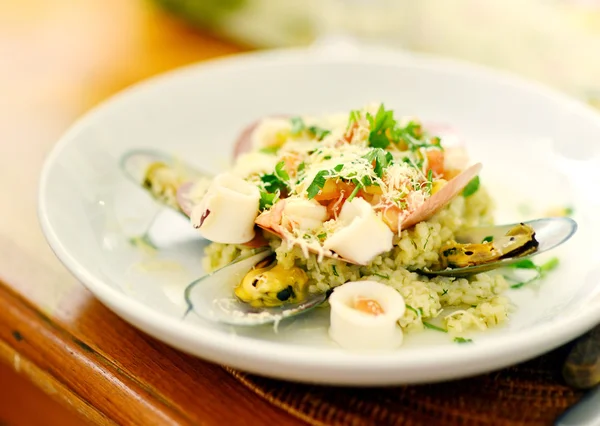 料理魚貝のリゾット — ストック写真
