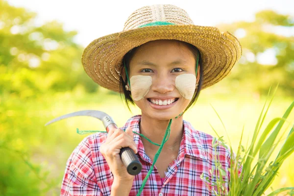 Jolie fermière birmane — Photo