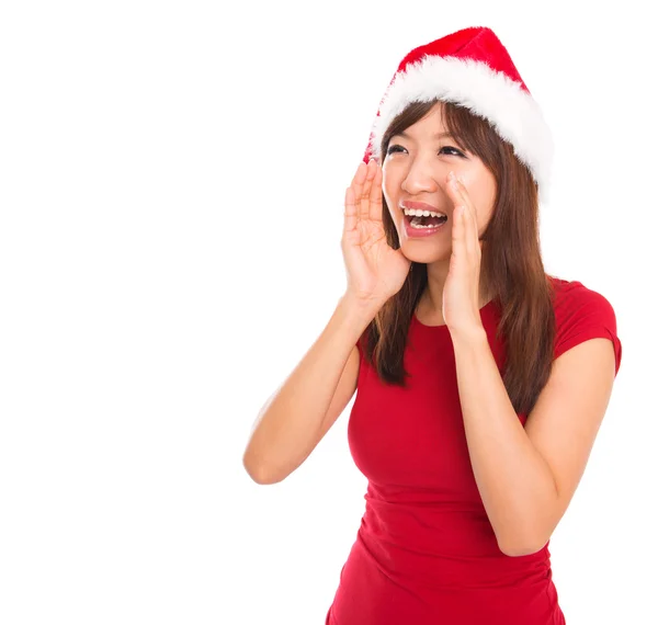 Asian Santa woman shouting — Stock Photo, Image