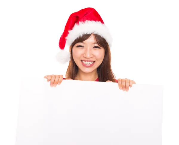 Asian Christmas woman over billboard sign — Stock Photo, Image