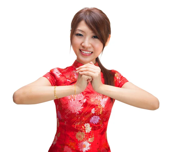 Κινέζικο κορίτσι χαιρετισμό — Φωτογραφία Αρχείου