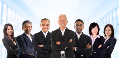 Asian business team in multiracial. clipart