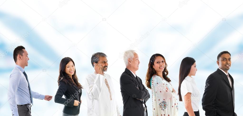 Group of Multiracial Asian lined up.