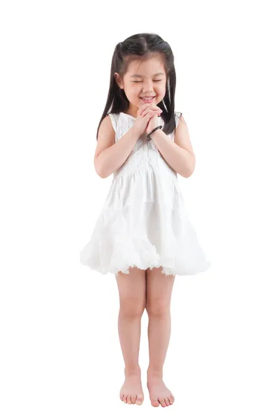 Menina asiática fazendo um desejo — Fotografia de Stock