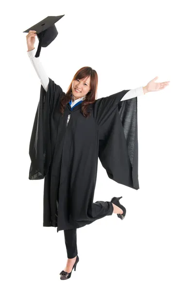 Graduate student jumping — Stock Photo, Image