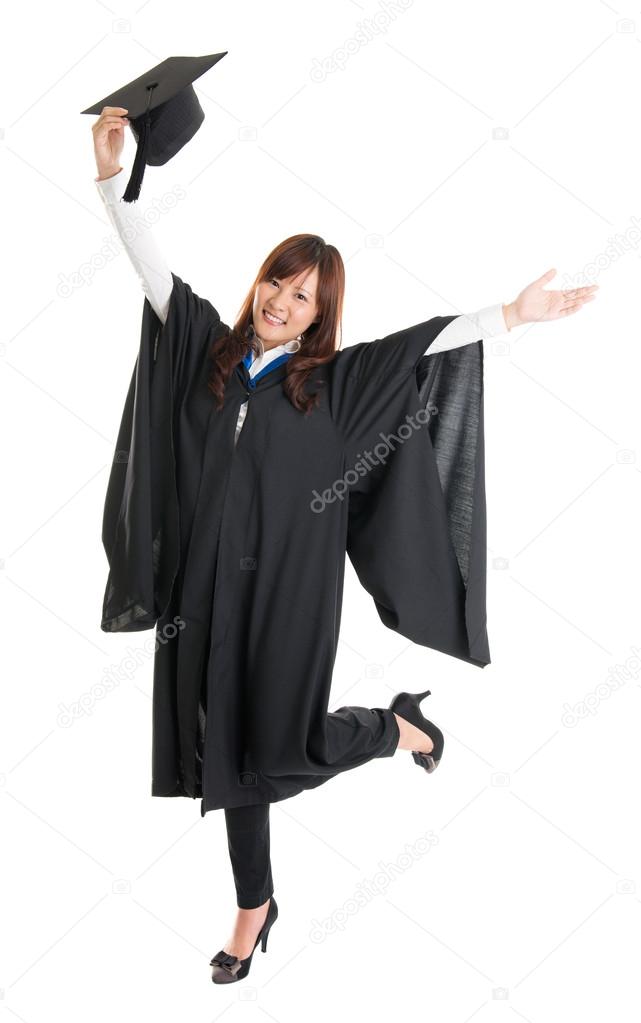 Graduate student jumping