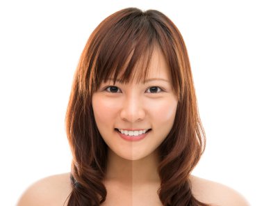 yarım bronz tenli Asyalı kadın yüzü
