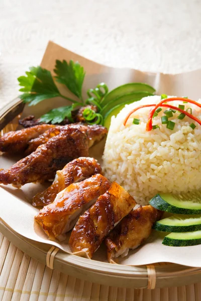 Singapore style Hainan chicken rice — Stock Photo, Image