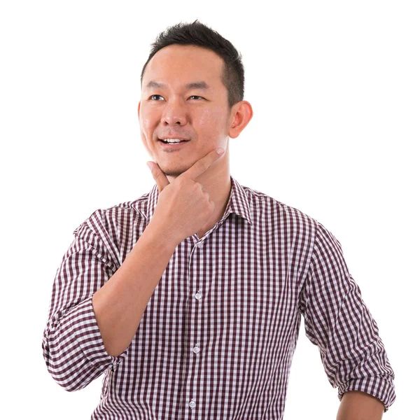 Aziatische man met een gedachte — Stockfoto