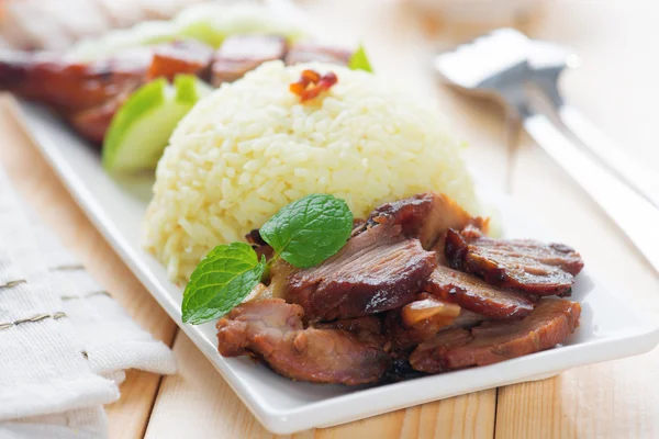 Charsiu varkensvlees rijst — Stockfoto