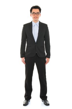 Kendine güvenen tüm vücut Asya iş adamı