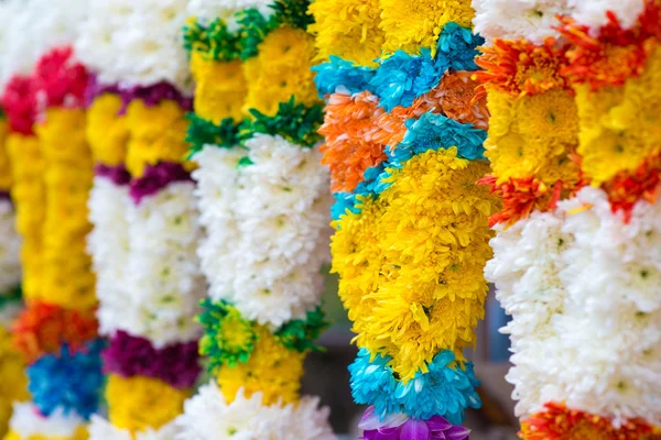 Indian colorful flower garlands — Stock Photo, Image