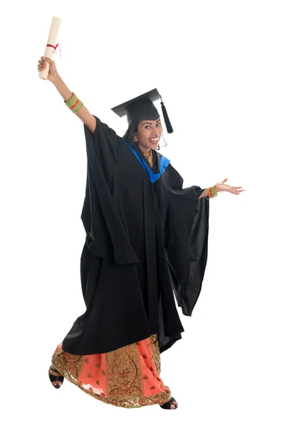 Full body Indian university student jumping — Stock Photo, Image