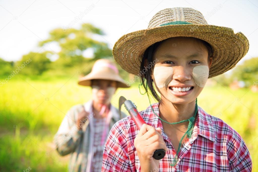 Myanmar Asian traditional farmer
