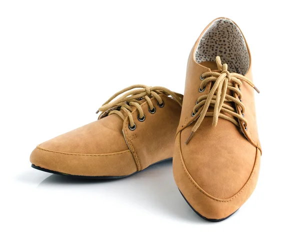 Casual brown leather unisex shoes — Stock Photo, Image