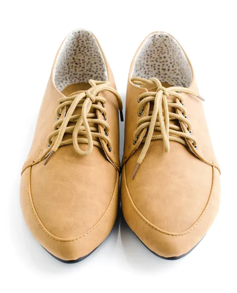 Casual brown leather lady shoes — Stock Photo, Image