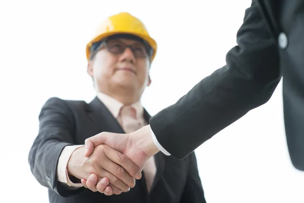 Senior male architect hand shaking — Stock Photo, Image