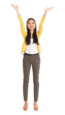 Asyalı kadın yüksek--dan bir şey alma