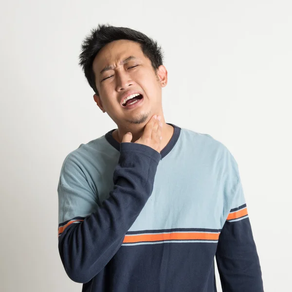 Asian male sore throat — Stock Photo, Image