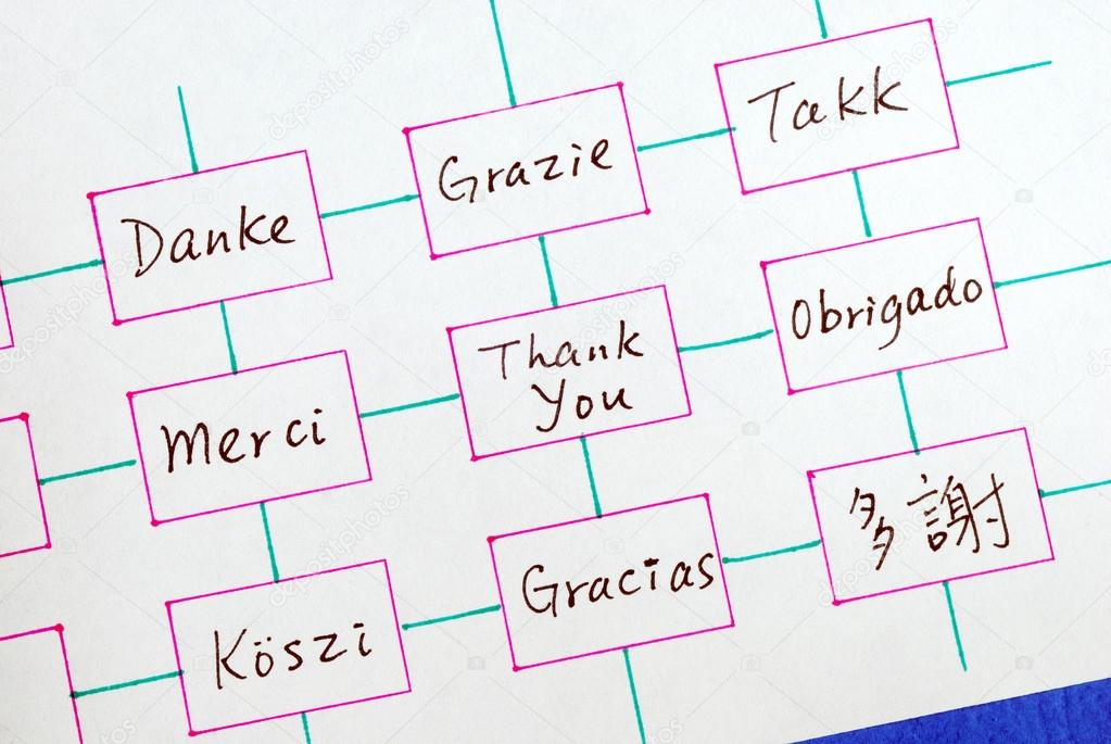 The words Thank You in different languages concepts of appreciation and thankfulness