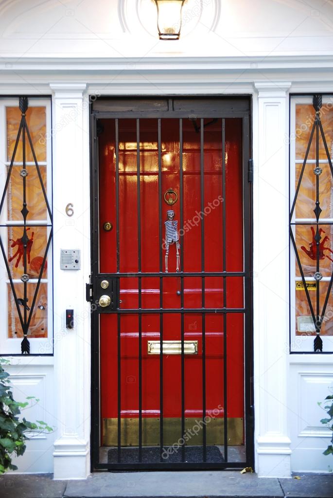 Entryway decorated for Halloween concepts of holiday decoration