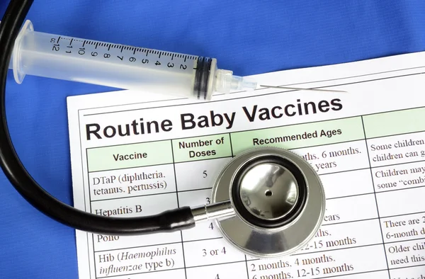 Список медицинских снимков для детской концепции вакцинации и иммунизации — стоковое фото