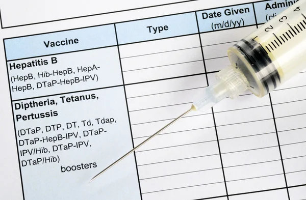 Concetto di record di vaccinazione di prevenzione e immunizzazione delle malattie — Foto Stock