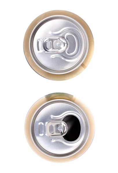 Duas latas de cerveja no fundo branco — Fotografia de Stock