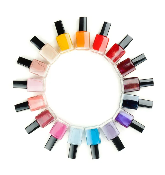 Nail polish arranged in a circle — Stock Photo, Image