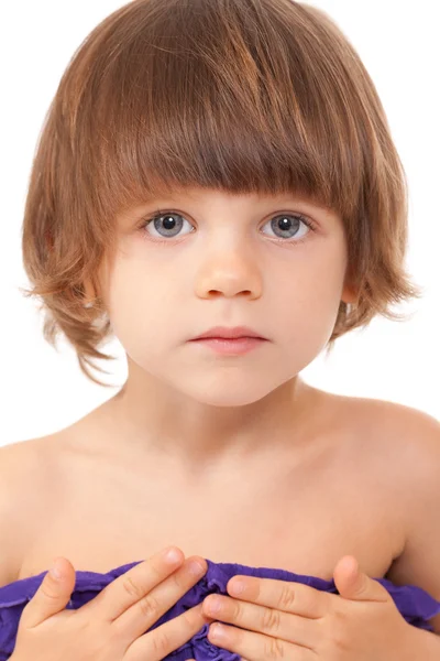 Portrait of a charming young girl close-up in the studio — Stock Photo, Image