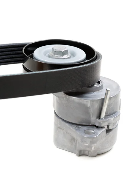 Generator belt tensioner pulley with Poly-V belt — Stock Photo, Image