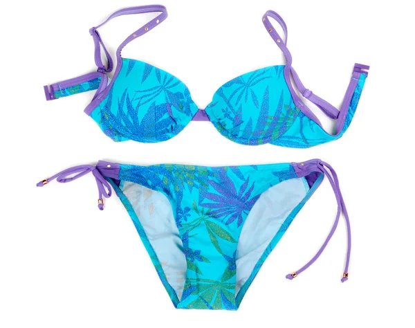 Bikini blu colorato con stampa floreale — Foto Stock