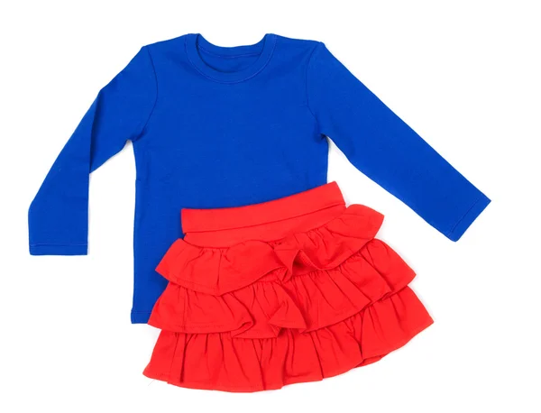 淡蓝色衬衫和红色裙子 — 图库照片