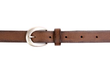 slim leather belt isolated on white clipart